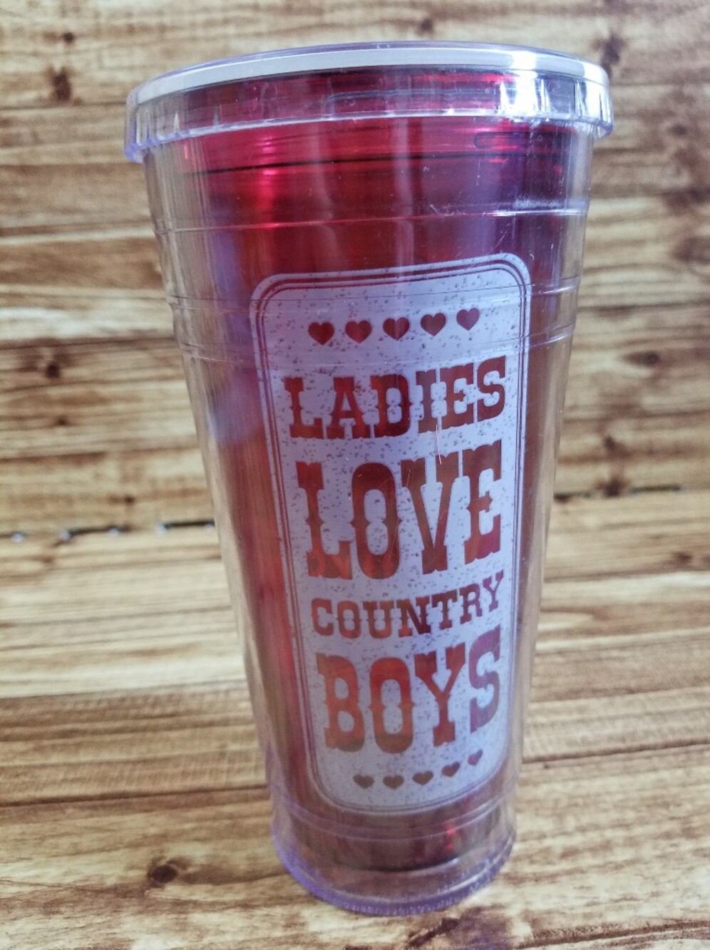 Cool Gear Ladies Love Country Boys Red Plastic Tumbler 20 oz Western